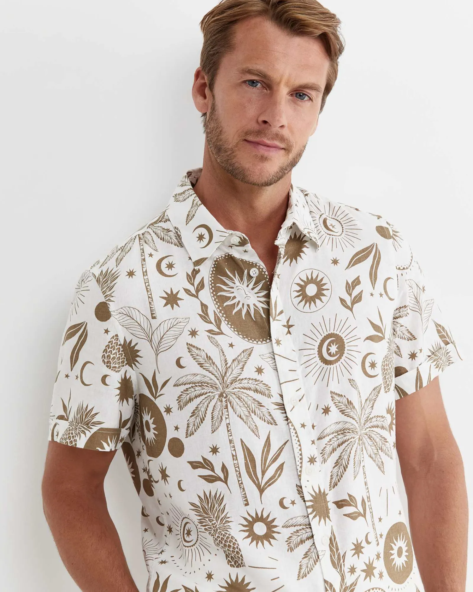 Clearance Sportscraft Byron Short Sleeve Shirt in Barley
