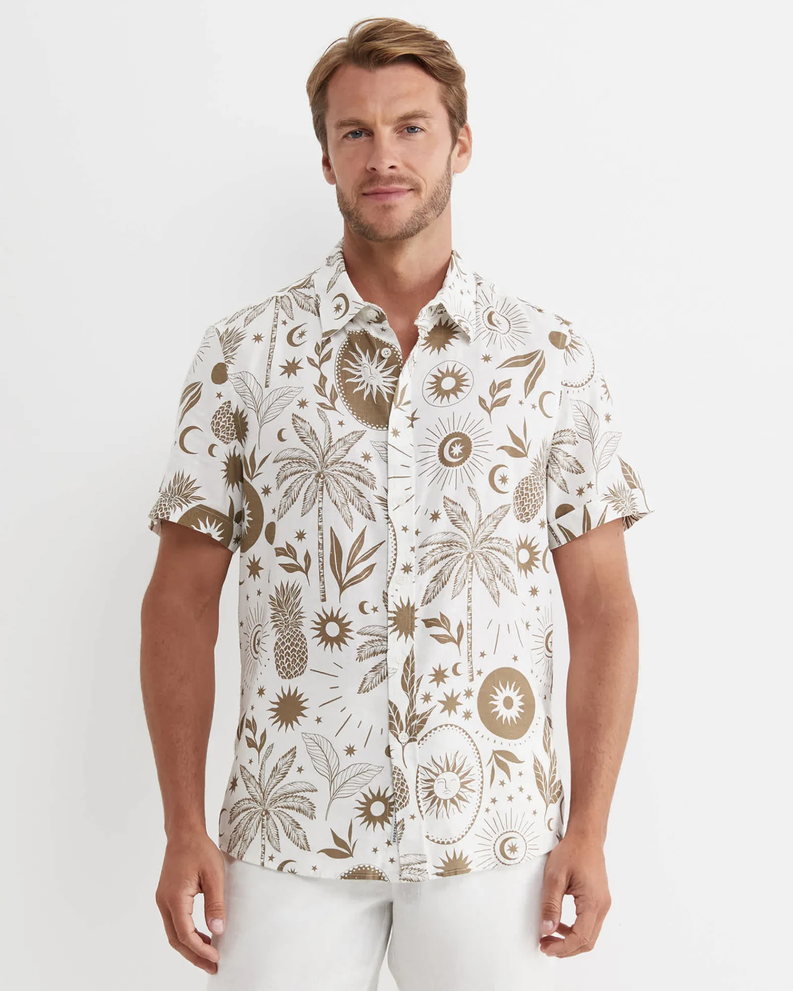 Clearance Sportscraft Byron Short Sleeve Shirt in Barley