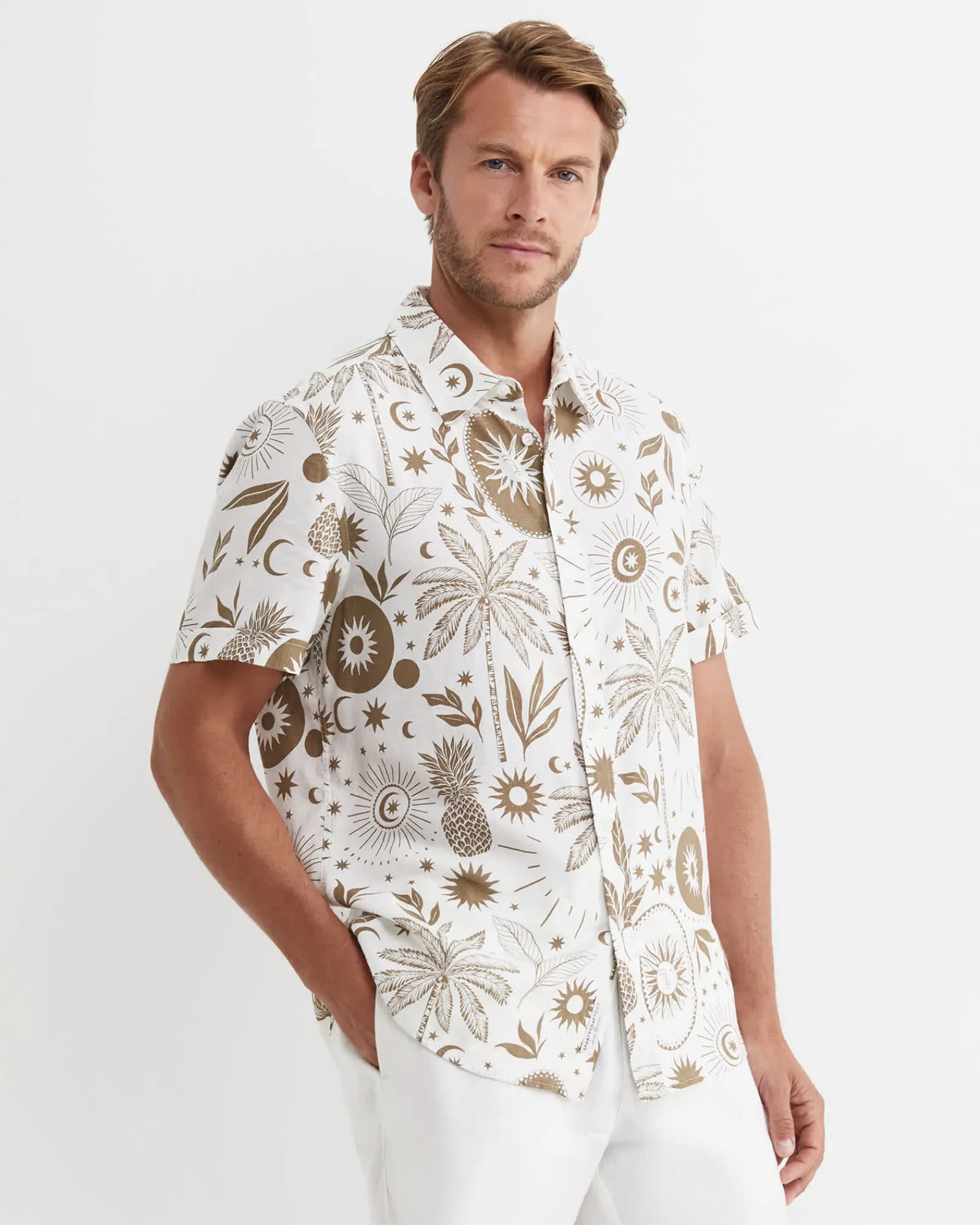 Clearance Sportscraft Byron Short Sleeve Shirt in Barley
