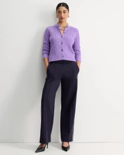 Discount Sportscraft Cable Merino Cotton Cardigan in Viola