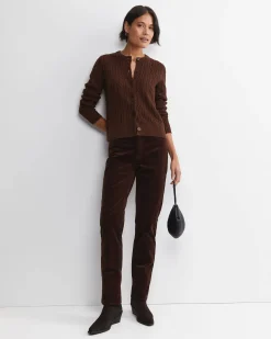 Hot Sportscraft Cable Merino Cotton Cardigan in Chocolate