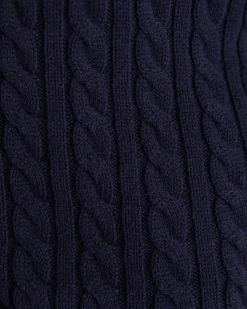 Best Sportscraft Cable Merino Cotton Cardigan in Navy