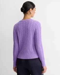 Discount Sportscraft Cable Merino Cotton Cardigan in Viola