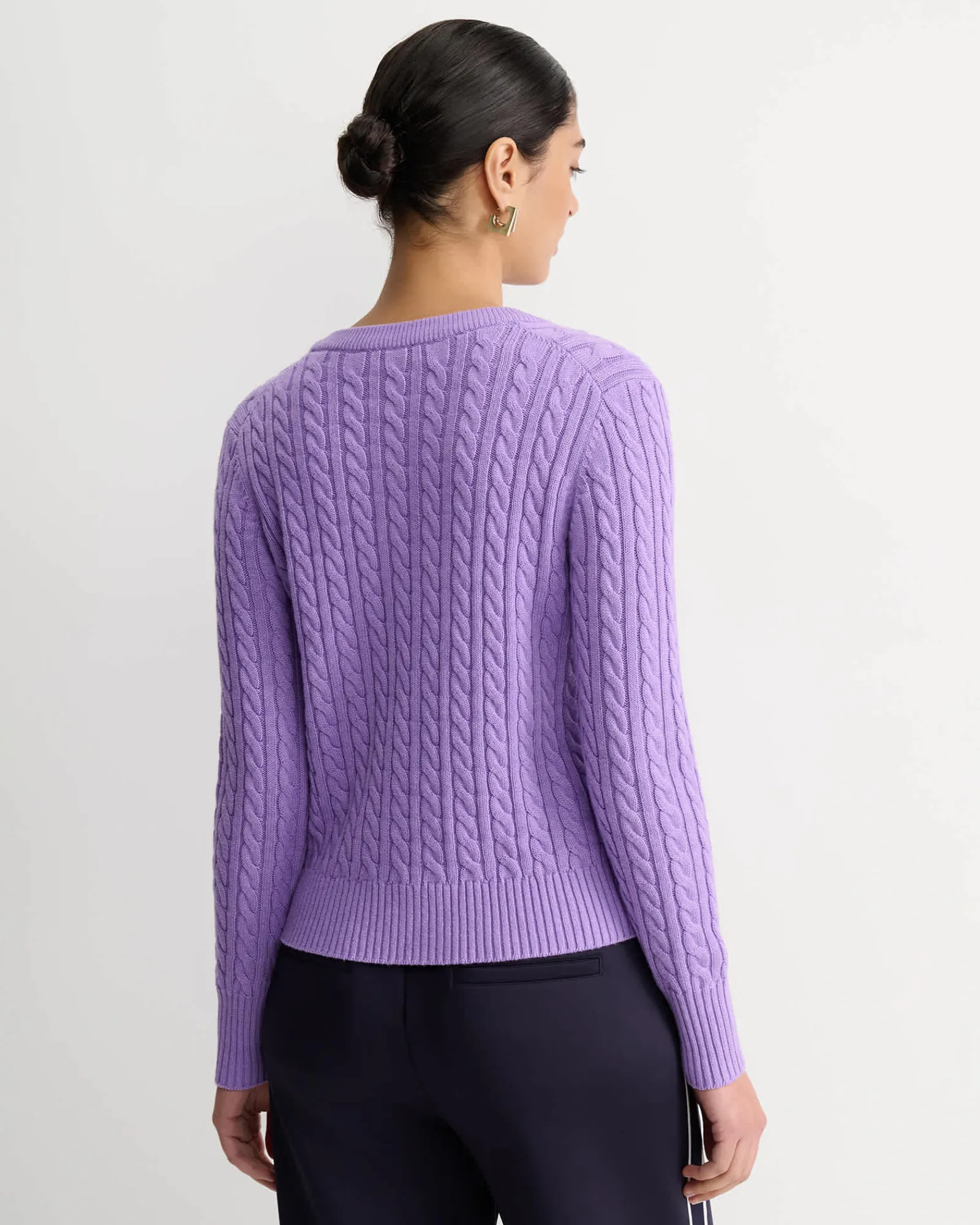 Discount Sportscraft Cable Merino Cotton Cardigan in Viola