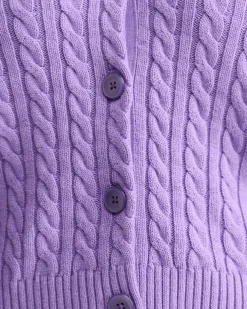 Discount Sportscraft Cable Merino Cotton Cardigan in Viola