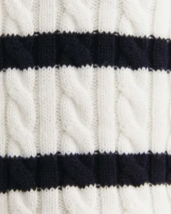 Best Sportscraft Cable Merino Cotton Cardigan in Whitenavy White/navy