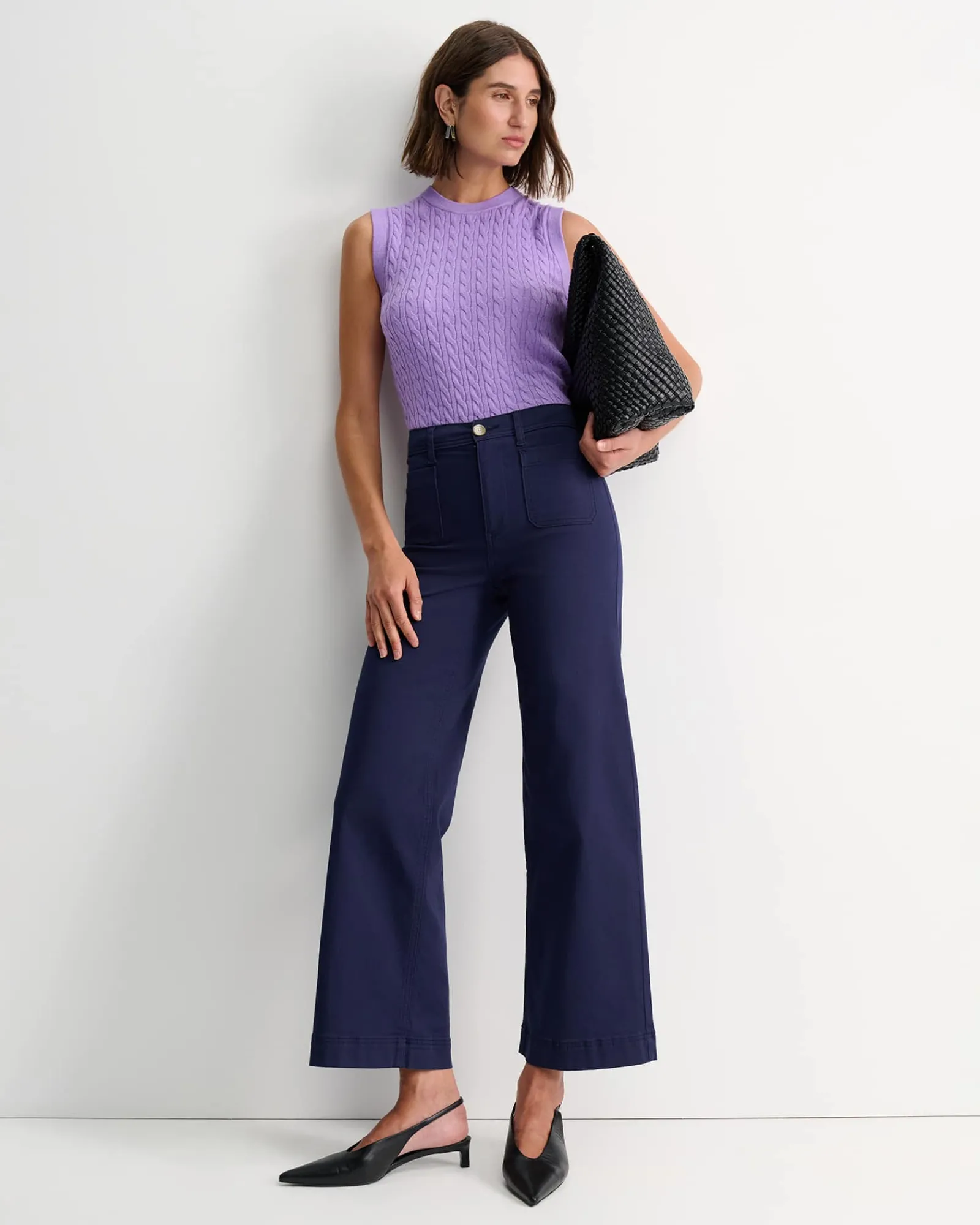Clearance Sportscraft Cable Merino Cotton Tank in Viola