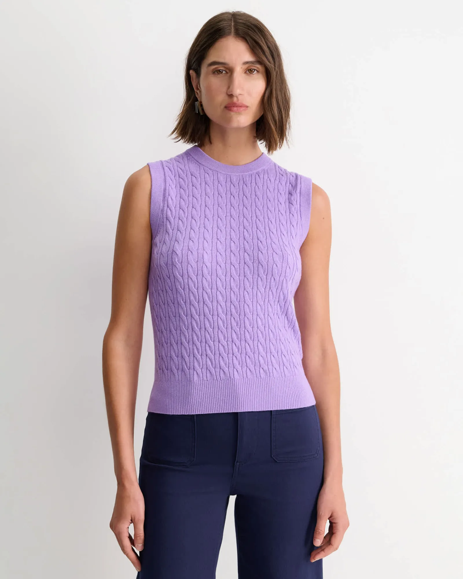 Clearance Sportscraft Cable Merino Cotton Tank in Viola