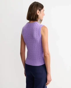 Clearance Sportscraft Cable Merino Cotton Tank in Viola