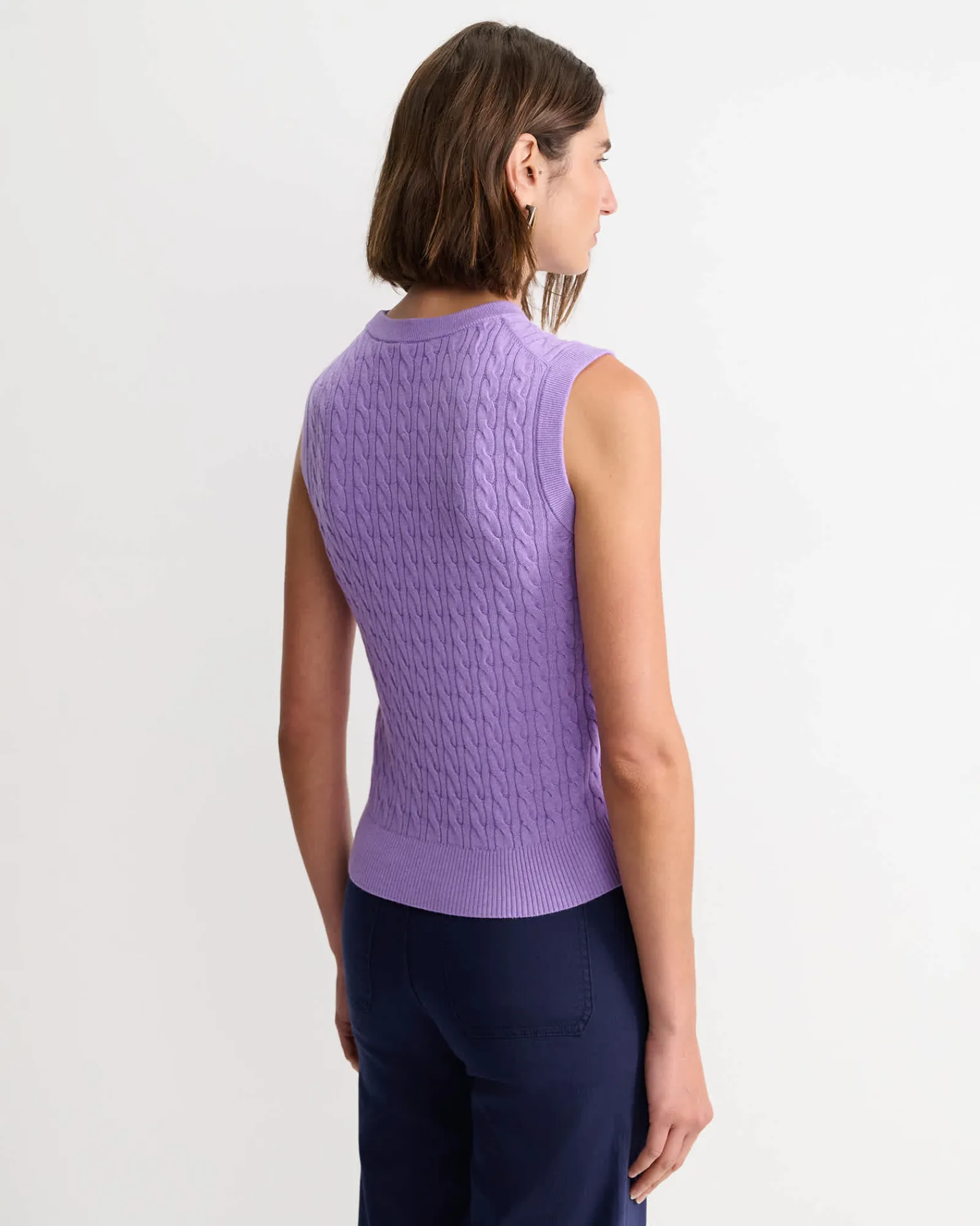 Clearance Sportscraft Cable Merino Cotton Tank in Viola