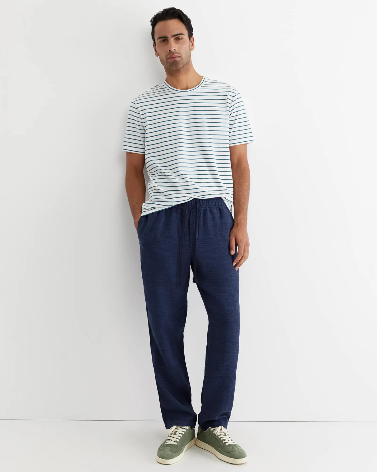 Outlet Sportscraft Caffery Yarn Dyed Linen Pant in Navy