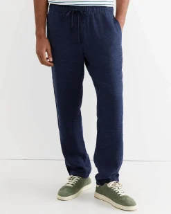 Outlet Sportscraft Caffery Yarn Dyed Linen Pant in Navy