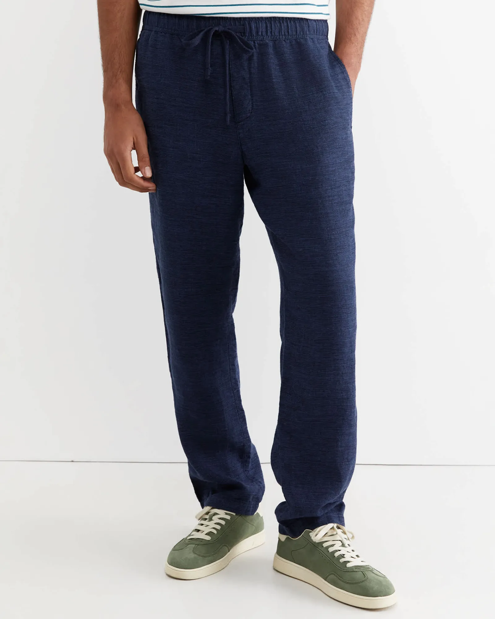 Outlet Sportscraft Caffery Yarn Dyed Linen Pant in Navy