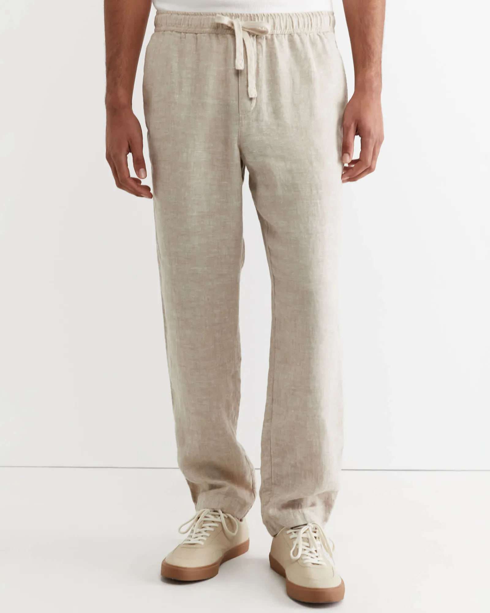 Clearance Sportscraft Caffery Yarn Dyed Linen Pant in Cappuccino