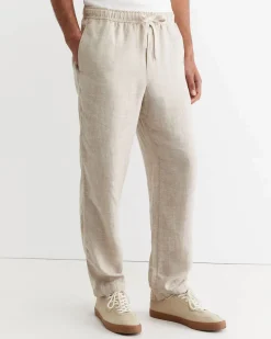 Clearance Sportscraft Caffery Yarn Dyed Linen Pant in Cappuccino