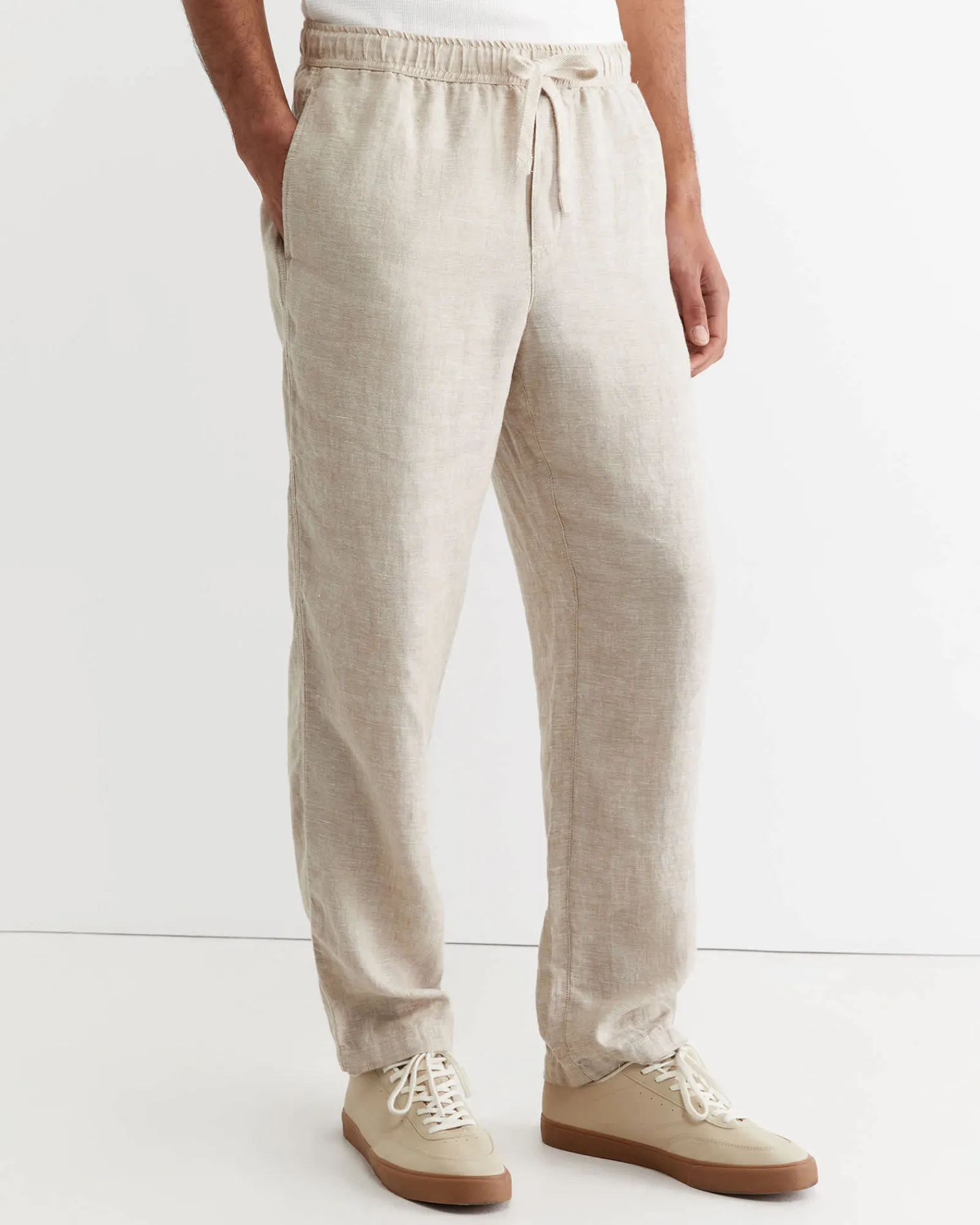 Clearance Sportscraft Caffery Yarn Dyed Linen Pant in Cappuccino