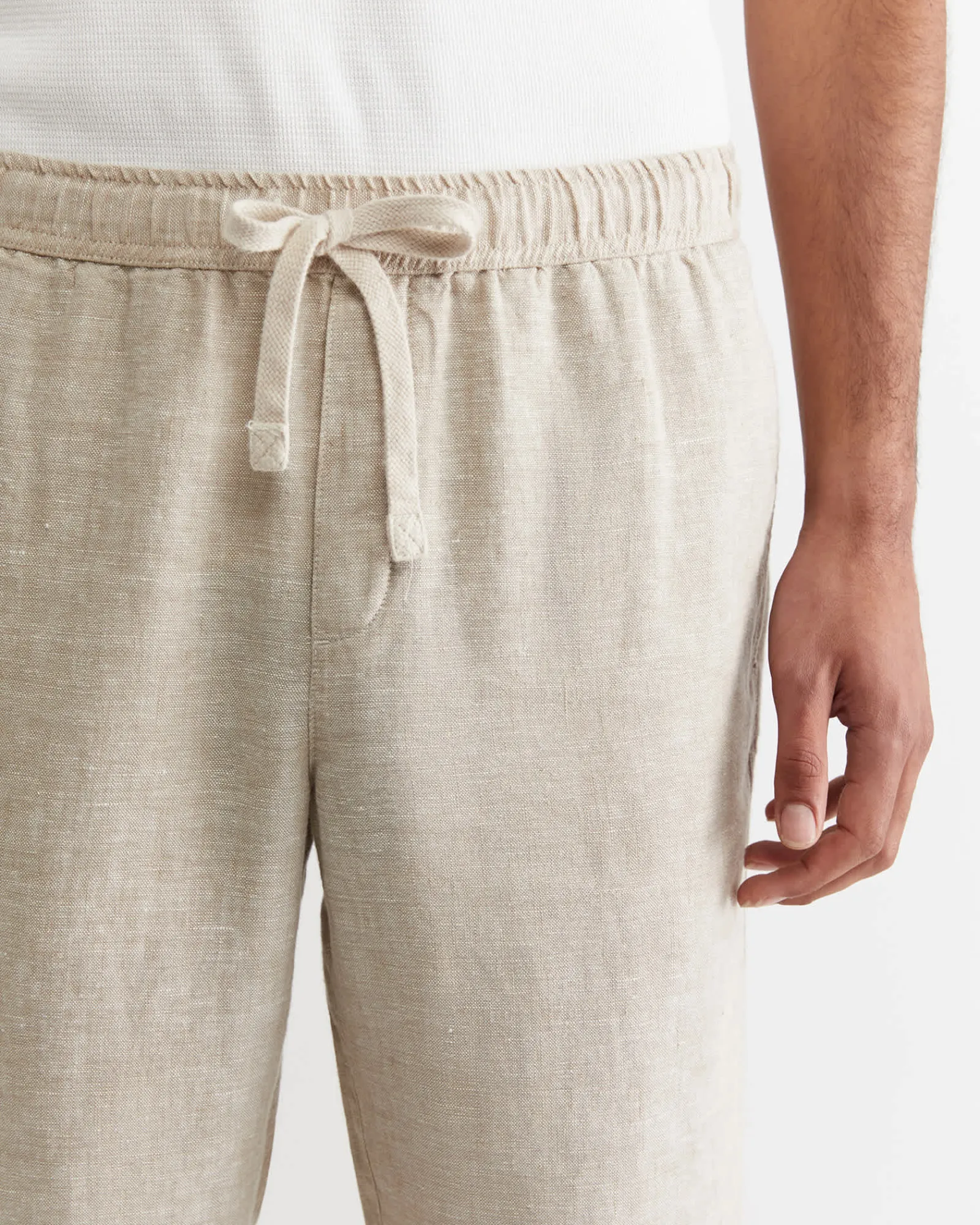 Clearance Sportscraft Caffery Yarn Dyed Linen Pant in Cappuccino