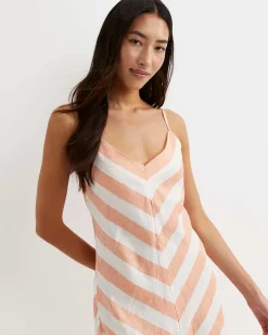 Hot Sportscraft Callie Stripe Slip Dress in Orangewhite Orange/white