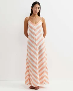 Hot Sportscraft Callie Stripe Slip Dress in Orangewhite Orange/white