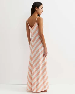Hot Sportscraft Callie Stripe Slip Dress in Orangewhite Orange/white