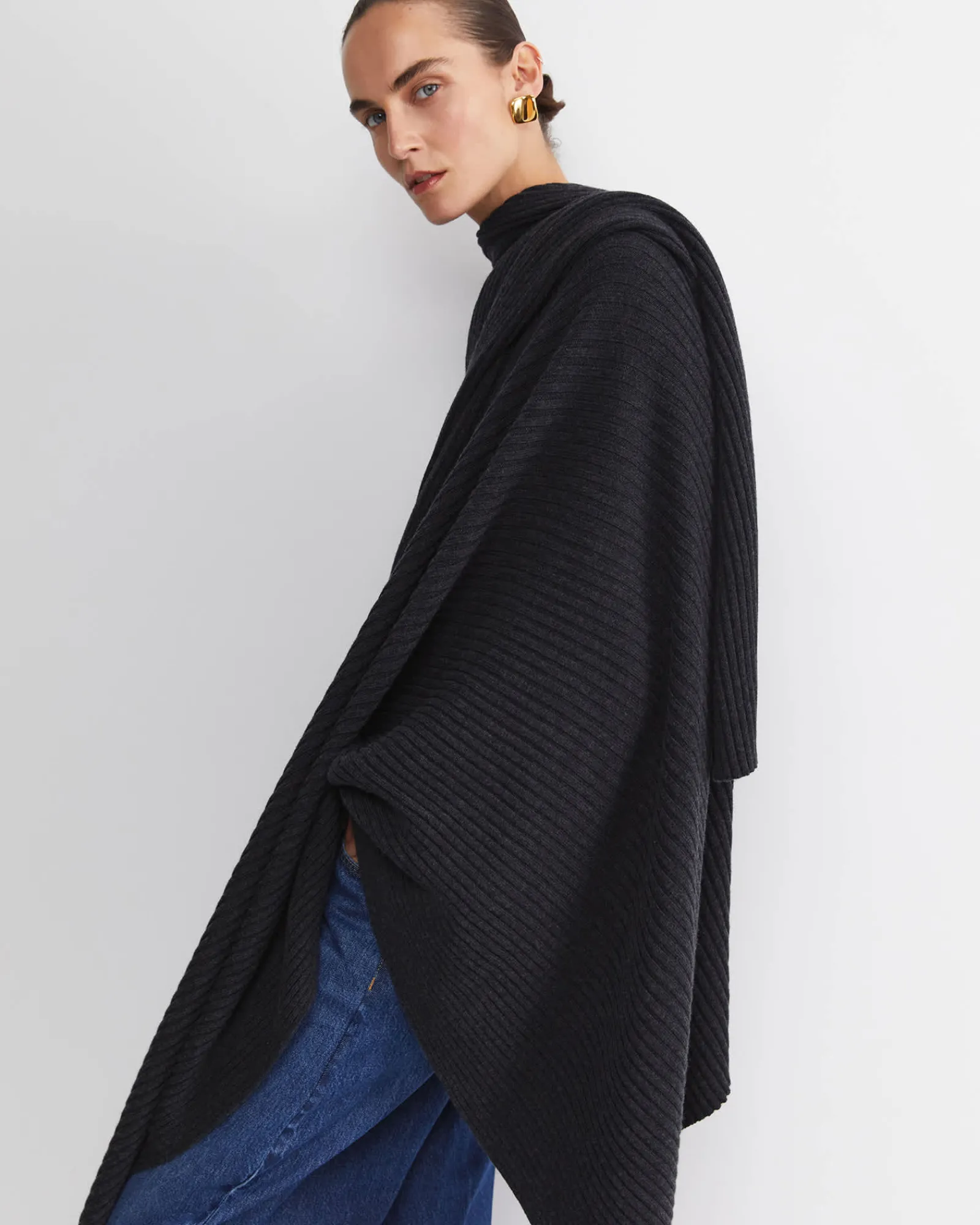 Online Sportscraft Cassie Knit Poncho in Black