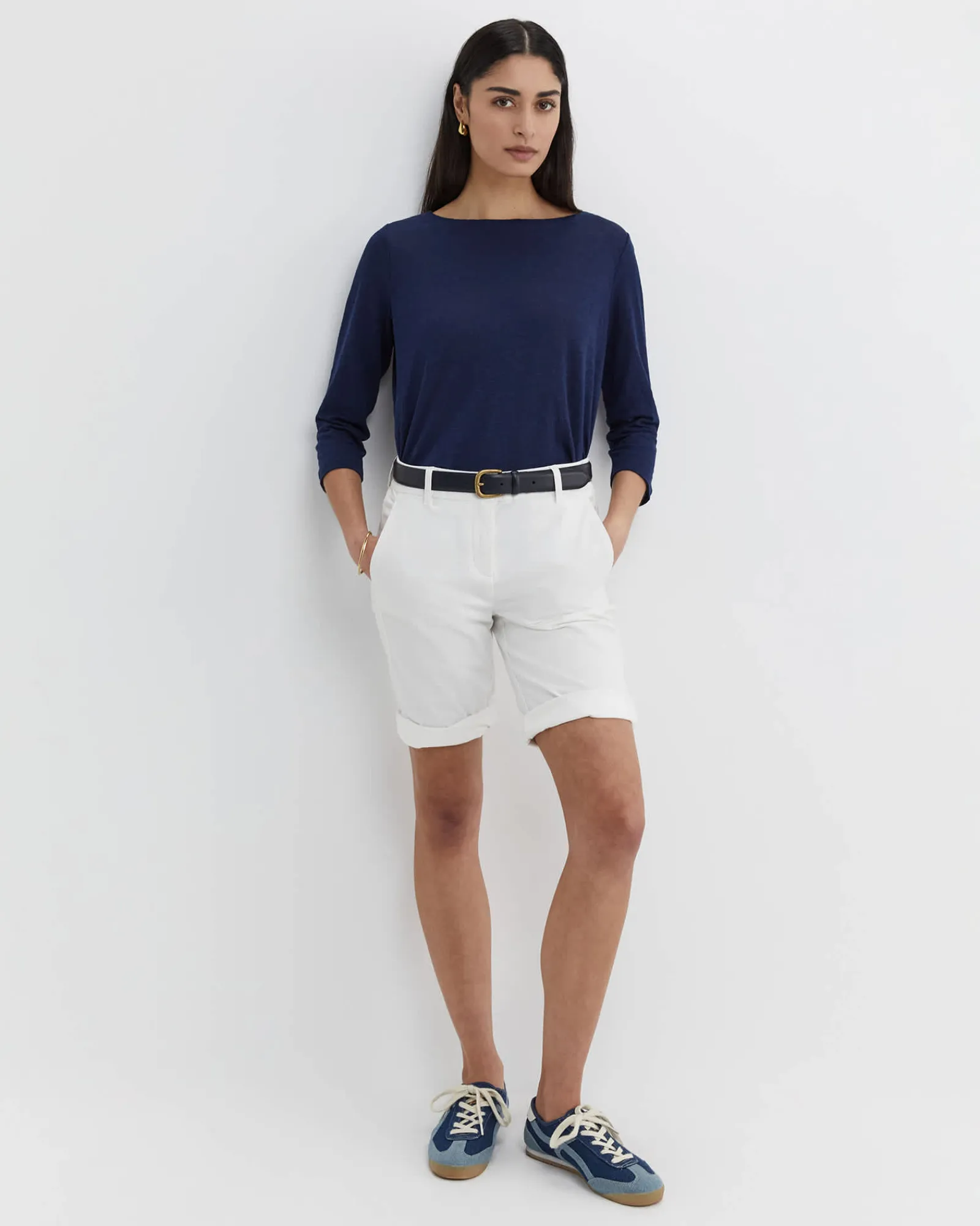 Sale Sportscraft Cecile Linen Top in Navy
