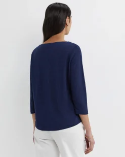 Sale Sportscraft Cecile Linen Top in Navy