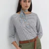 Outlet Sportscraft Cecile Linen Top in Whitenavy White/navy