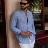 Discount Sportscraft Chalmers Long Sleeve Stripe Linen Shirt in Bluewhite Blue/white