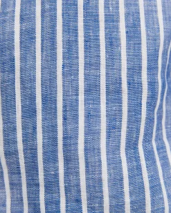 Discount Sportscraft Chalmers Long Sleeve Stripe Linen Shirt in Bluewhite Blue/white