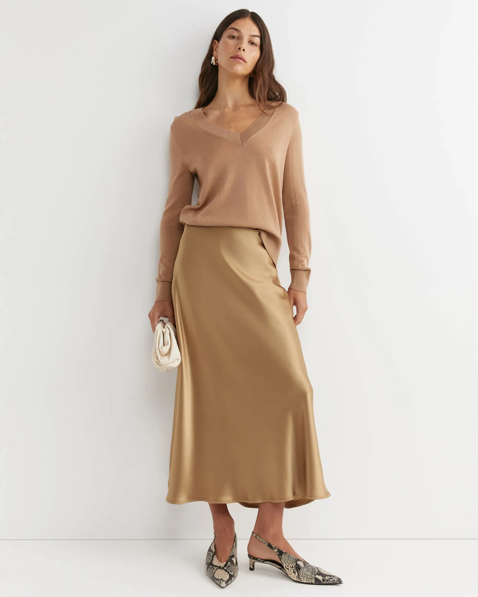 Hot Sportscraft Charlotte Bias Slip Skirt in Latte