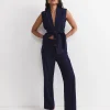 Clearance Sportscraft Chiara Check Straight Pant in Navy