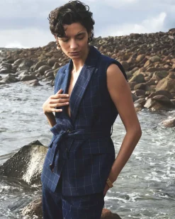Clearance Sportscraft Chiara Check Vest in Navy