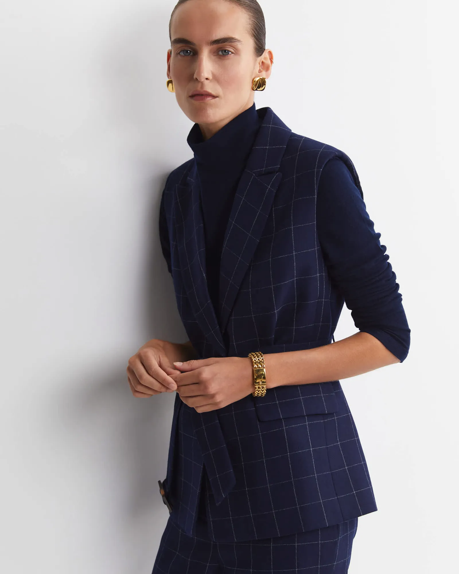 Clearance Sportscraft Chiara Check Vest in Navy