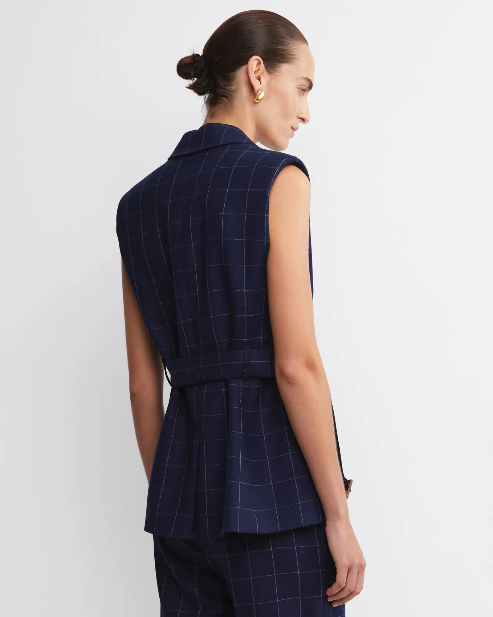 Clearance Sportscraft Chiara Check Vest in Navy