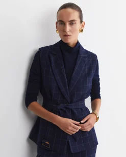Clearance Sportscraft Chiara Check Vest in Navy
