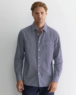 Discount Sportscraft Claremont Print Shirt in Ball Point Blue BallPointBlue