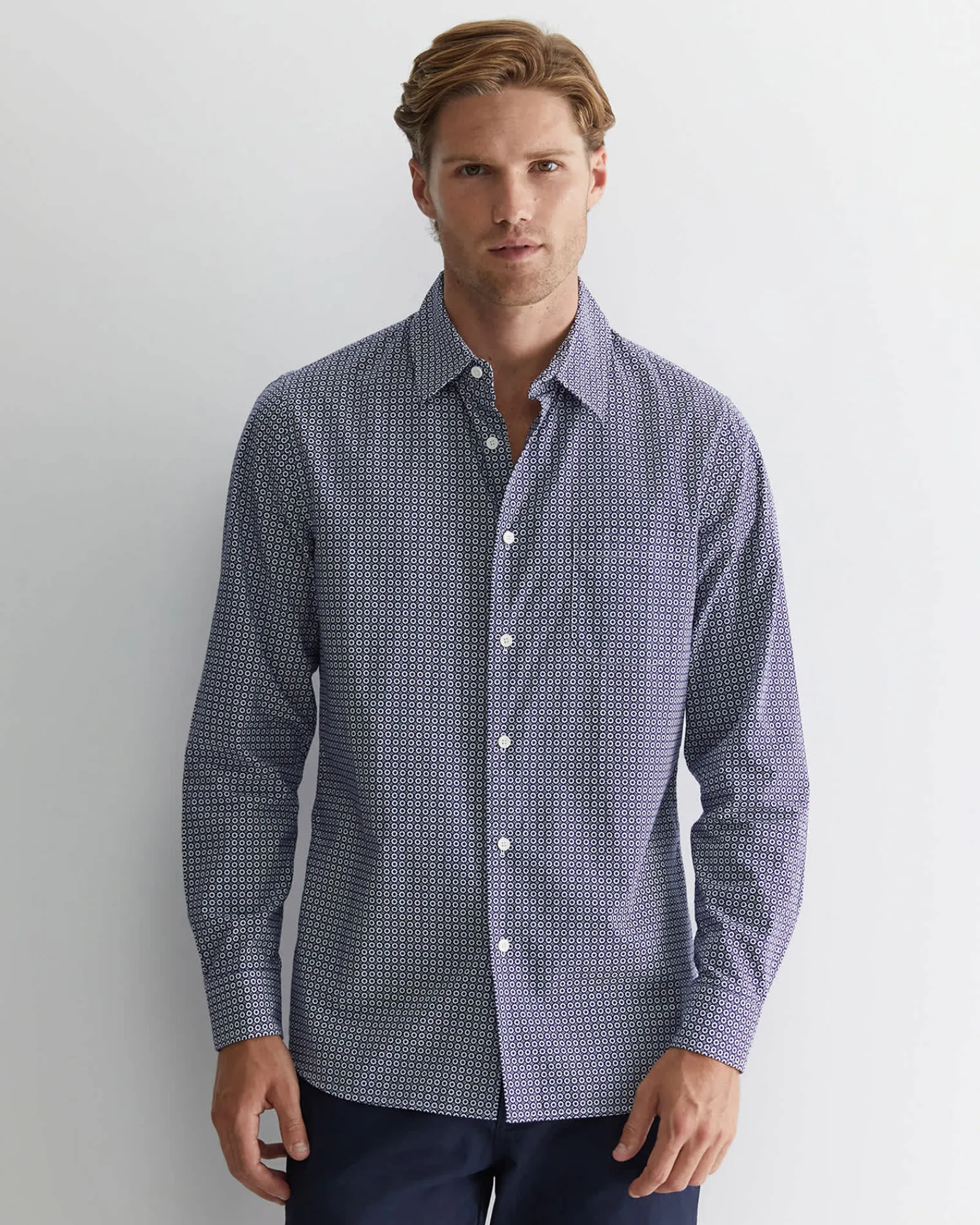 Discount Sportscraft Claremont Print Shirt in Ball Point Blue BallPointBlue