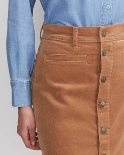 New Sportscraft Cleo Cord Midi Skirt in Camel