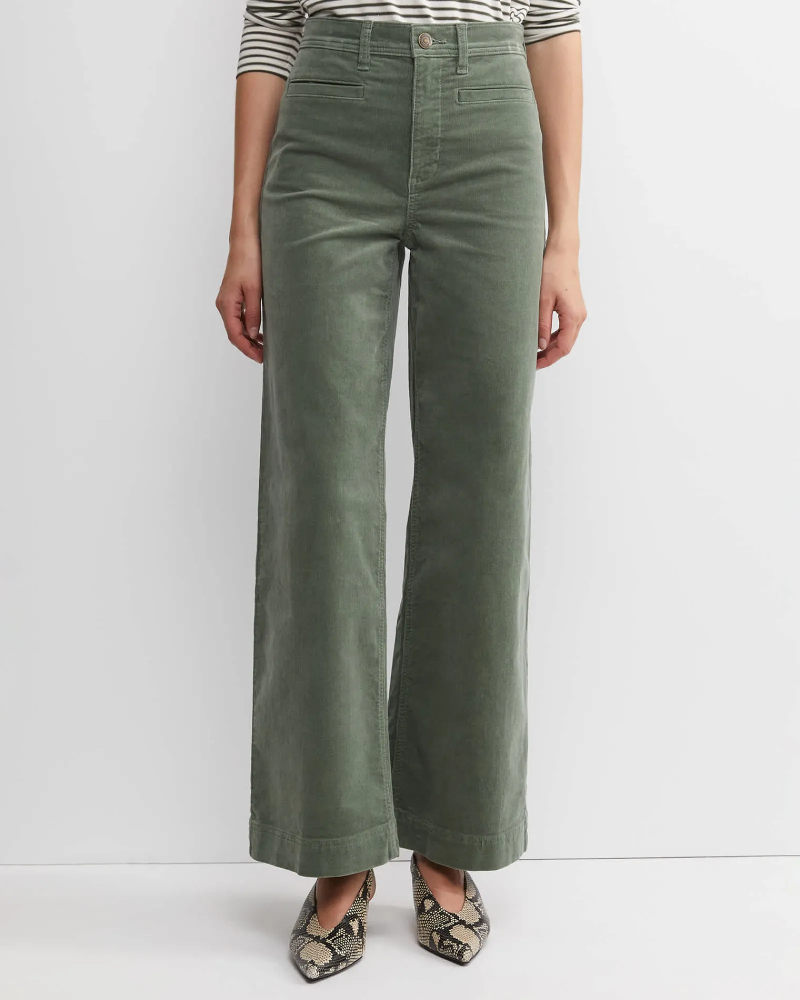 New Sportscraft Cleo Cord Wide Leg Jean in Sage