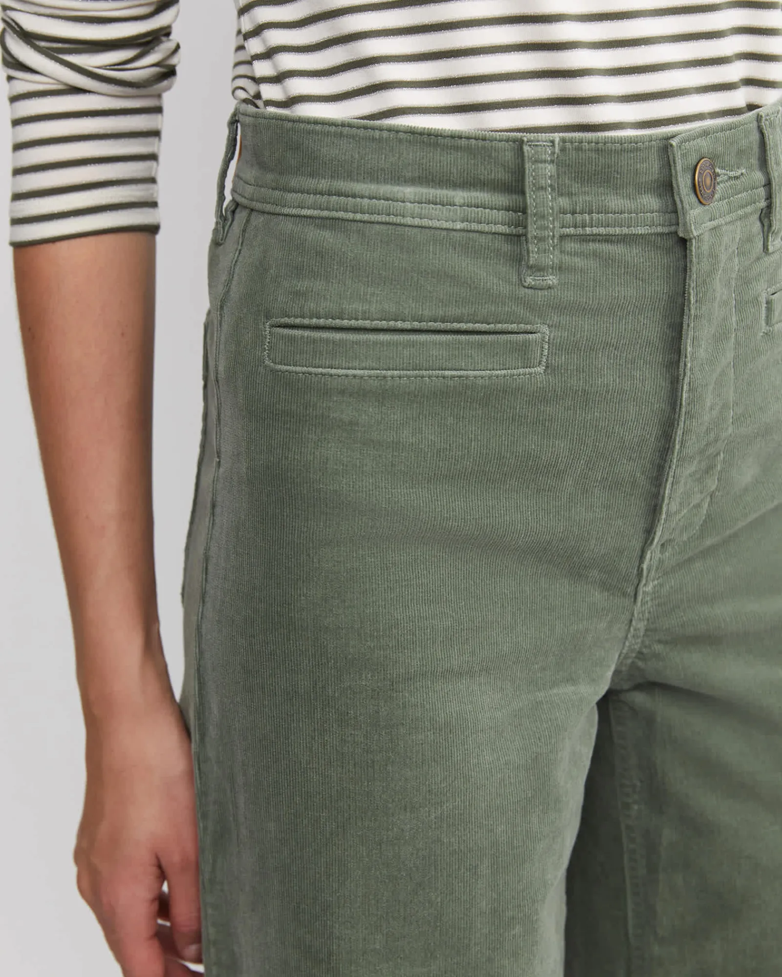 New Sportscraft Cleo Cord Wide Leg Jean in Sage
