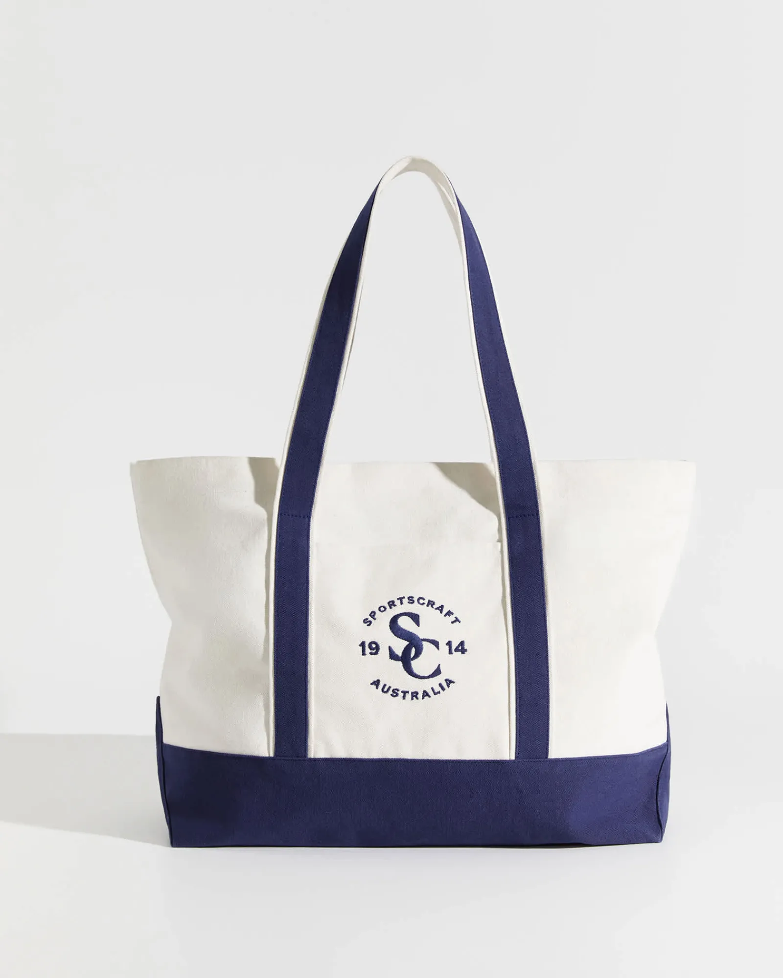 Sale Sportscraft Club Sport Canvas Tote in Ecrunavy Ecru/navy