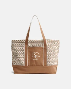 Online Sportscraft Club Sport Canvas Tote in Tanwhite Tan/white