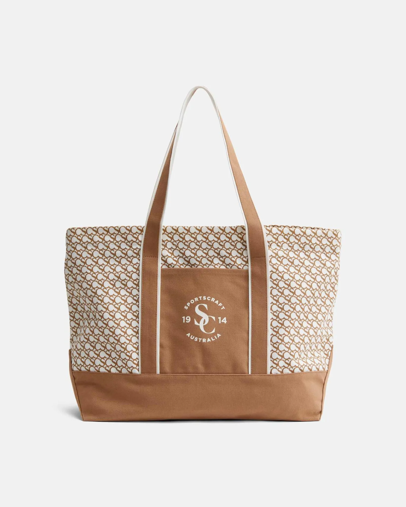 Online Sportscraft Club Sport Canvas Tote in Tanwhite Tan/white