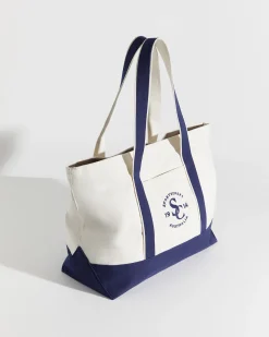 Sale Sportscraft Club Sport Canvas Tote in Ecrunavy Ecru/navy