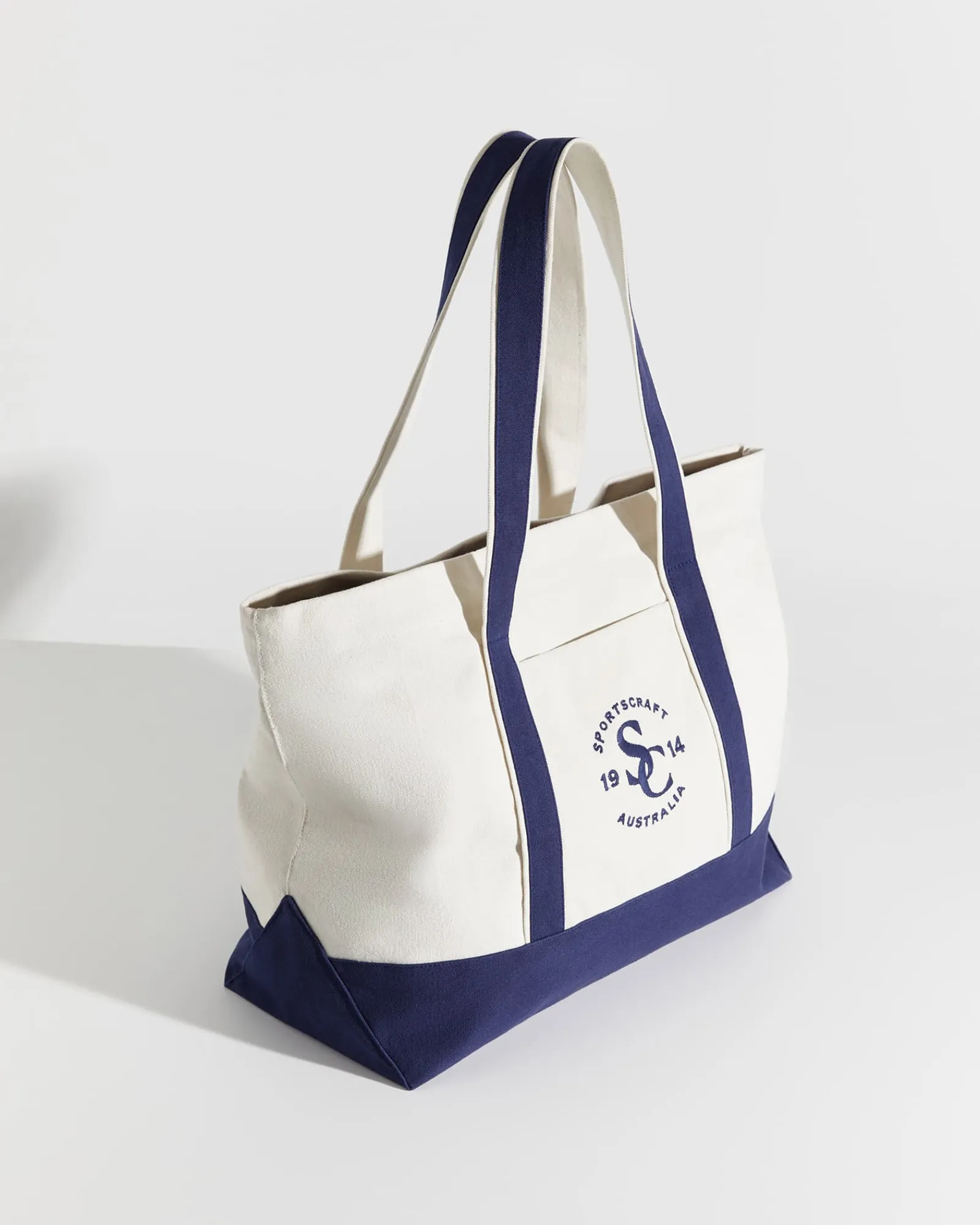 Sale Sportscraft Club Sport Canvas Tote in Ecrunavy Ecru/navy