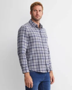 Outlet Sportscraft Cody Long Sleeve Check Shirt in Bluecharcoal Blue/charcoal