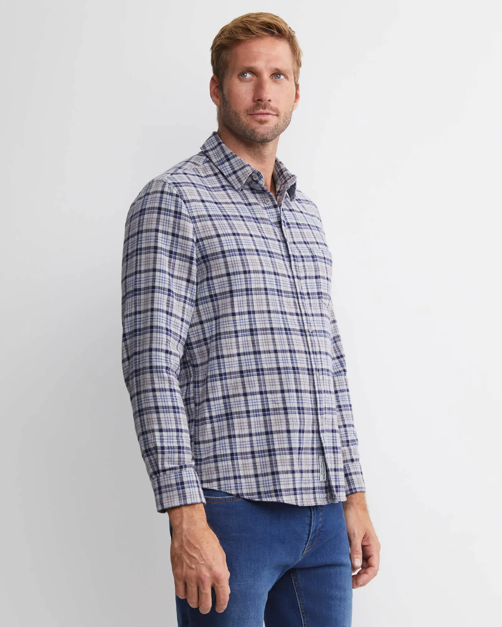 Outlet Sportscraft Cody Long Sleeve Check Shirt in Bluecharcoal Blue/charcoal