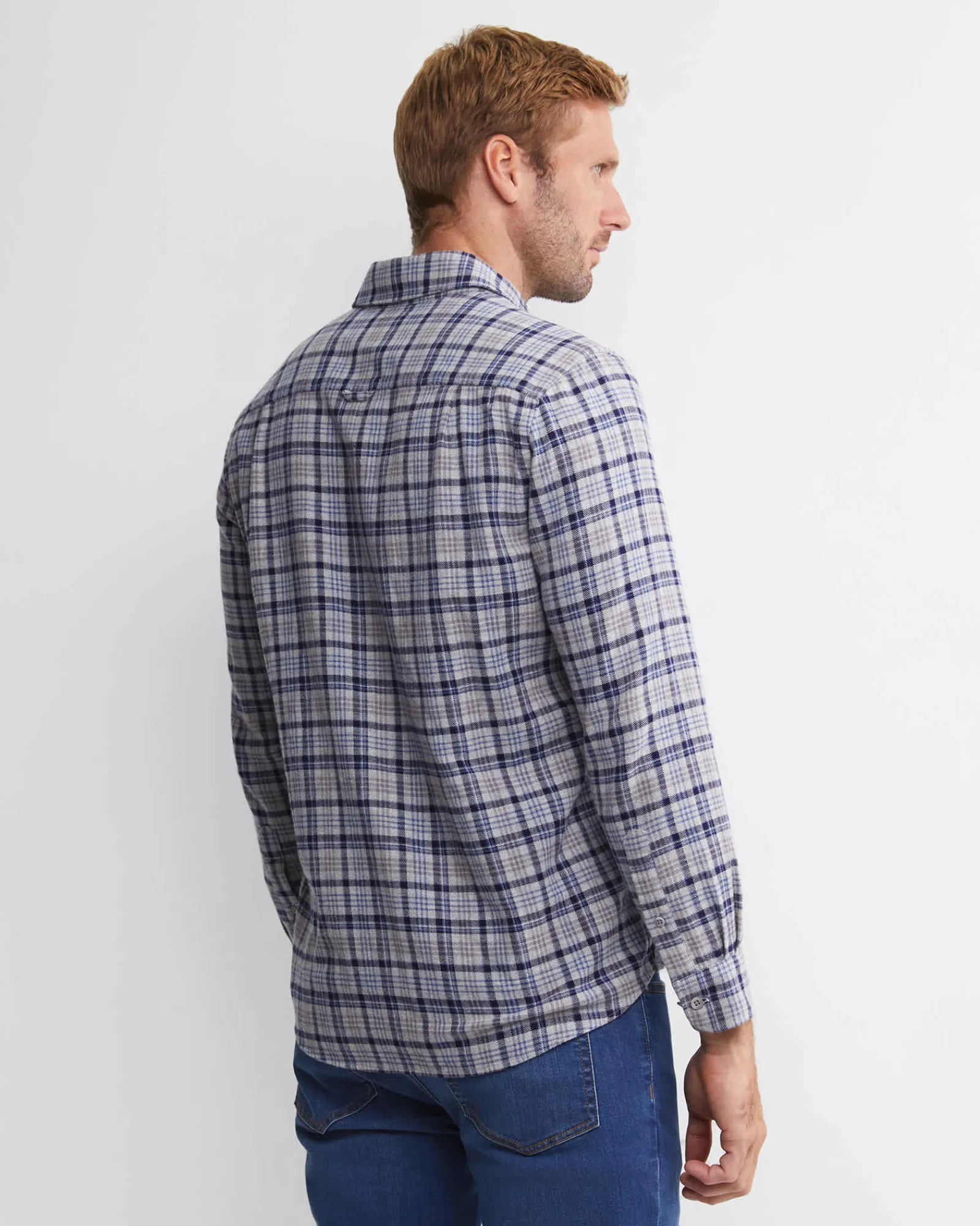 Outlet Sportscraft Cody Long Sleeve Check Shirt in Bluecharcoal Blue/charcoal