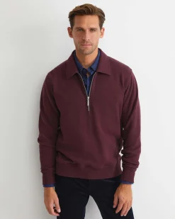 Outlet Sportscraft Collared Zip Sweat in Burgundy